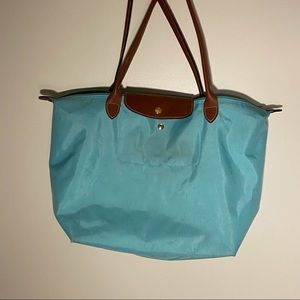 Longchamp Turquoise Nylon Tote — Medium Size